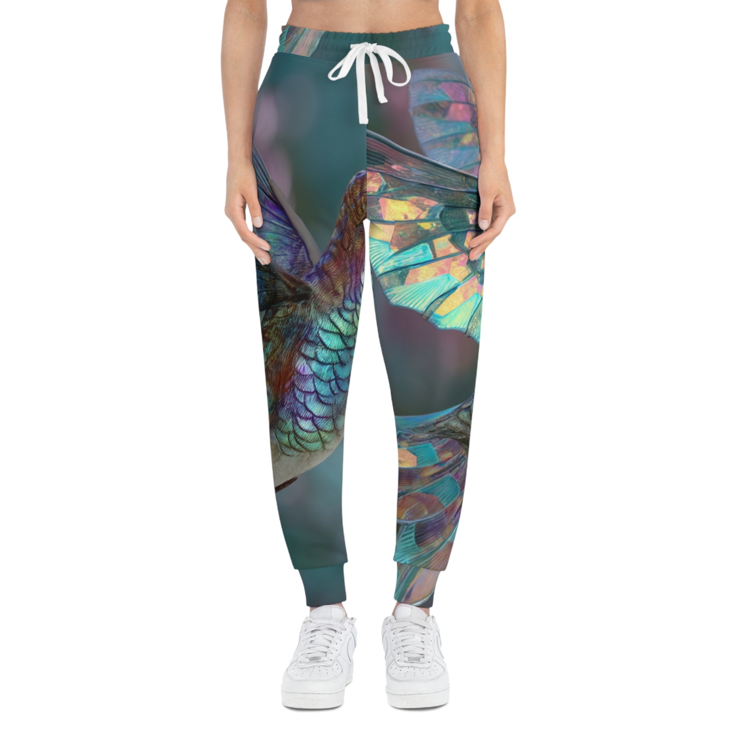 Hummingbird in Flight with Iridescent Wings, Athletic Joggers - Stylish & Comfortable Loungewear