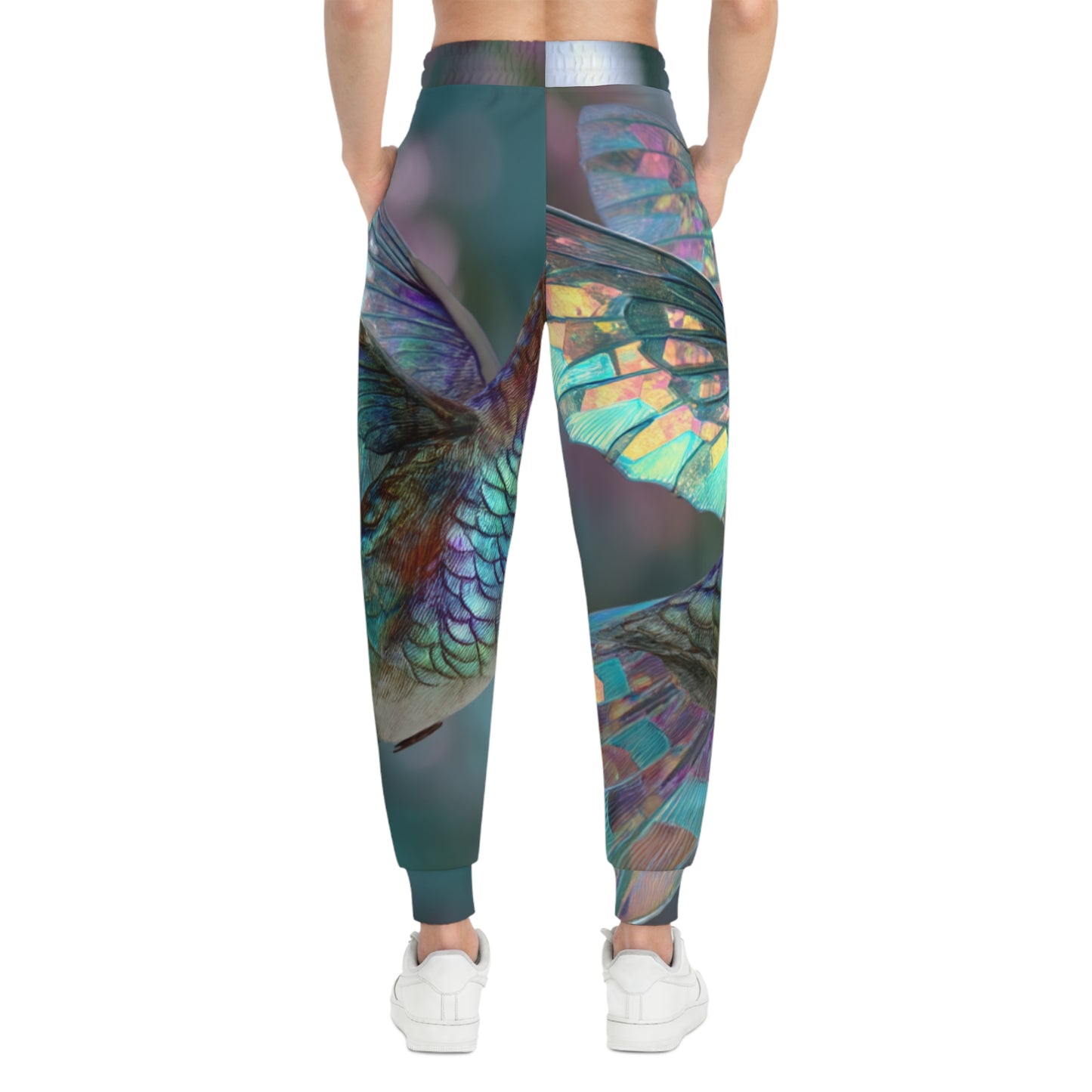 Hummingbird in Flight with Iridescent Wings, Athletic Joggers - Stylish & Comfortable Loungewear