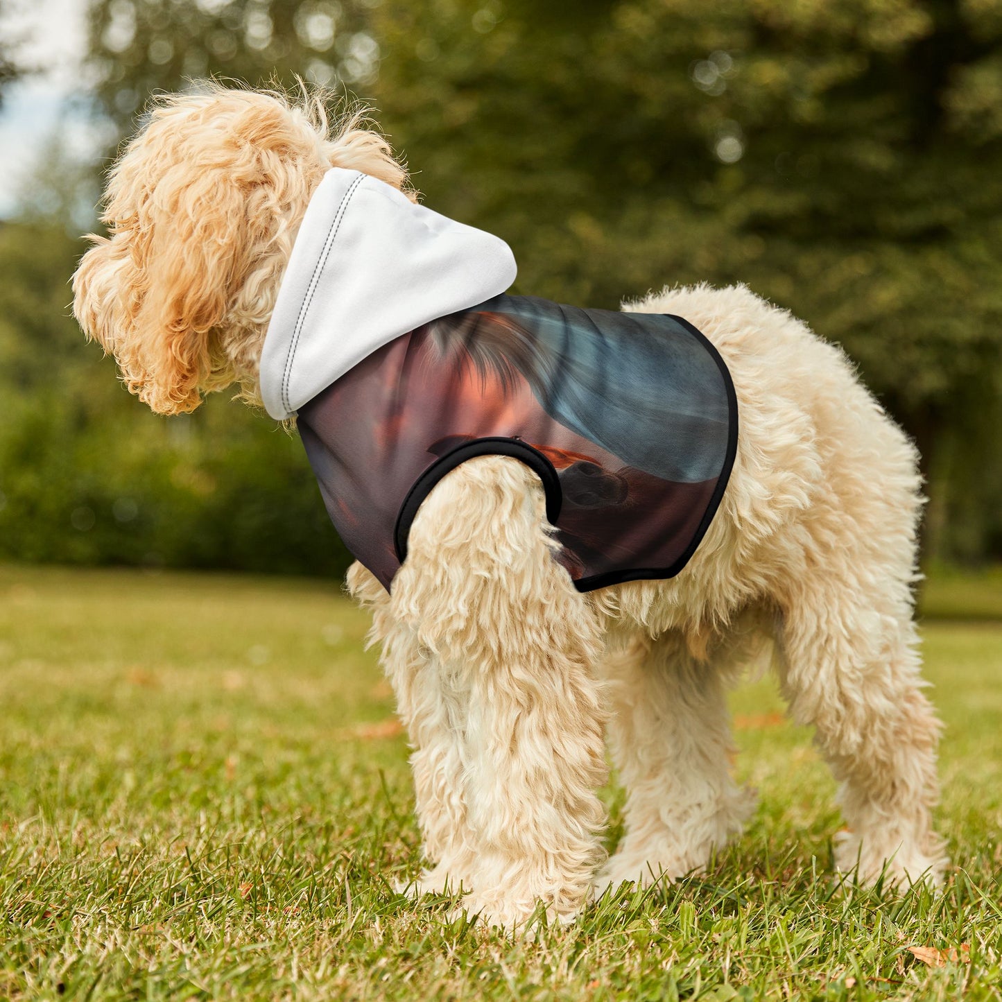 Running on Sunlight, Horse Sunset Pet Hoodie — Cozy Hooded Dog & Cat Sweatshirt with Running Horses Print