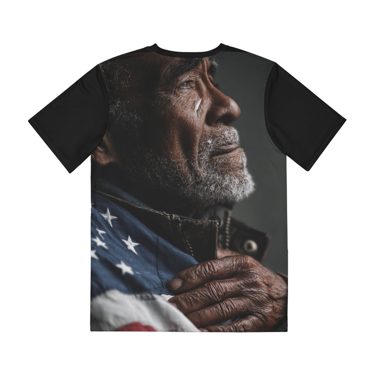 The True Patriot: Honor in the Tears, Veteran Tribute Tee — Patriotic Portrait Men’s Polyester Shirt
