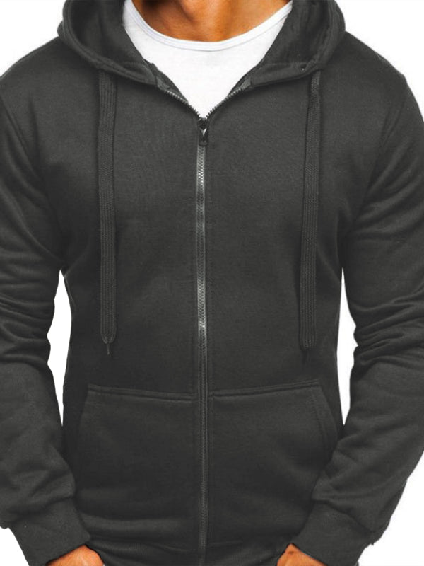 Men’s Zip-Up Hoodie, Basic Solid Color, 3 Colors