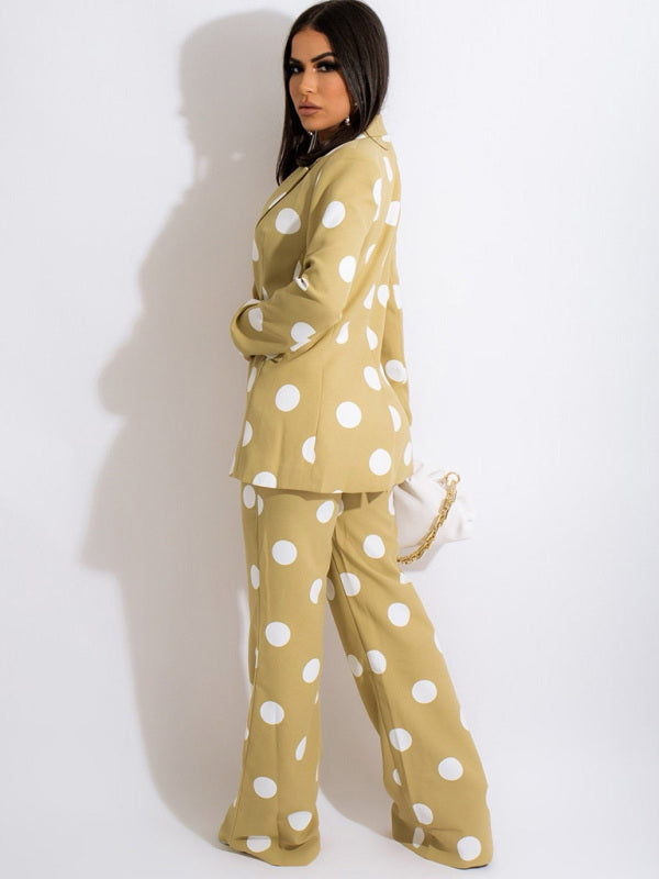 Women’s Polka Dot Blazer and Pants Suit Set, 3 Colors, Spring & Fall Collection