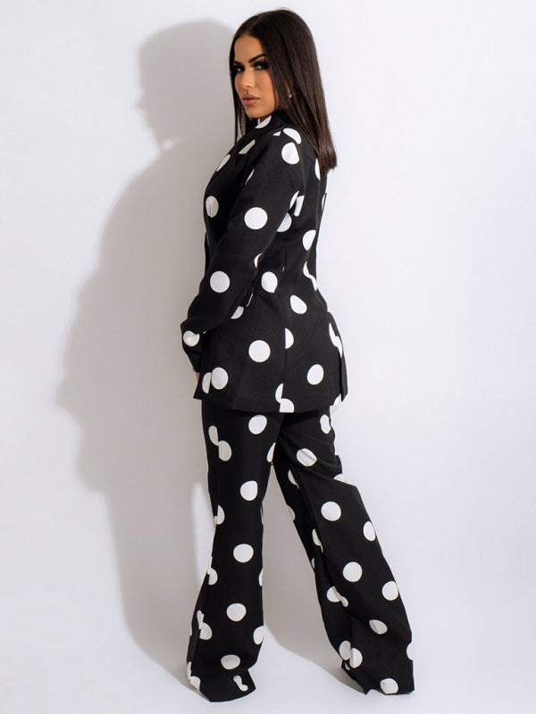 Women’s Polka Dot Blazer and Pants Suit Set, 3 Colors, Spring & Fall Collection