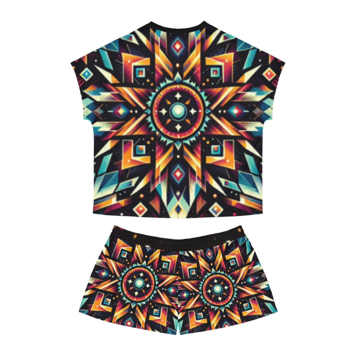 Geometric Tribal, Women's Short Pajama Set (AOP)