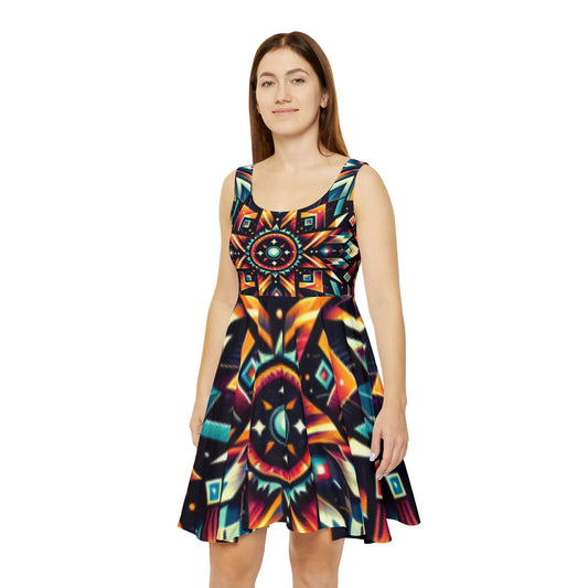 Geometric Tribal, Women's Skater Dress (AOP)