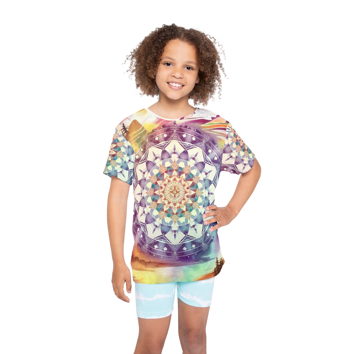 Geometric Pastel Rainbow, Unisex Kids Sports Jersey (AOP)