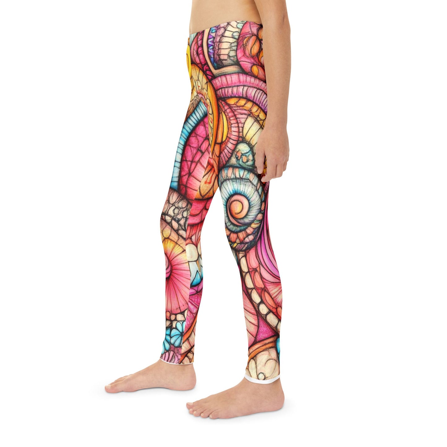 Abstract Seashell, Unisex Youth Full-Length Leggings (AOP)