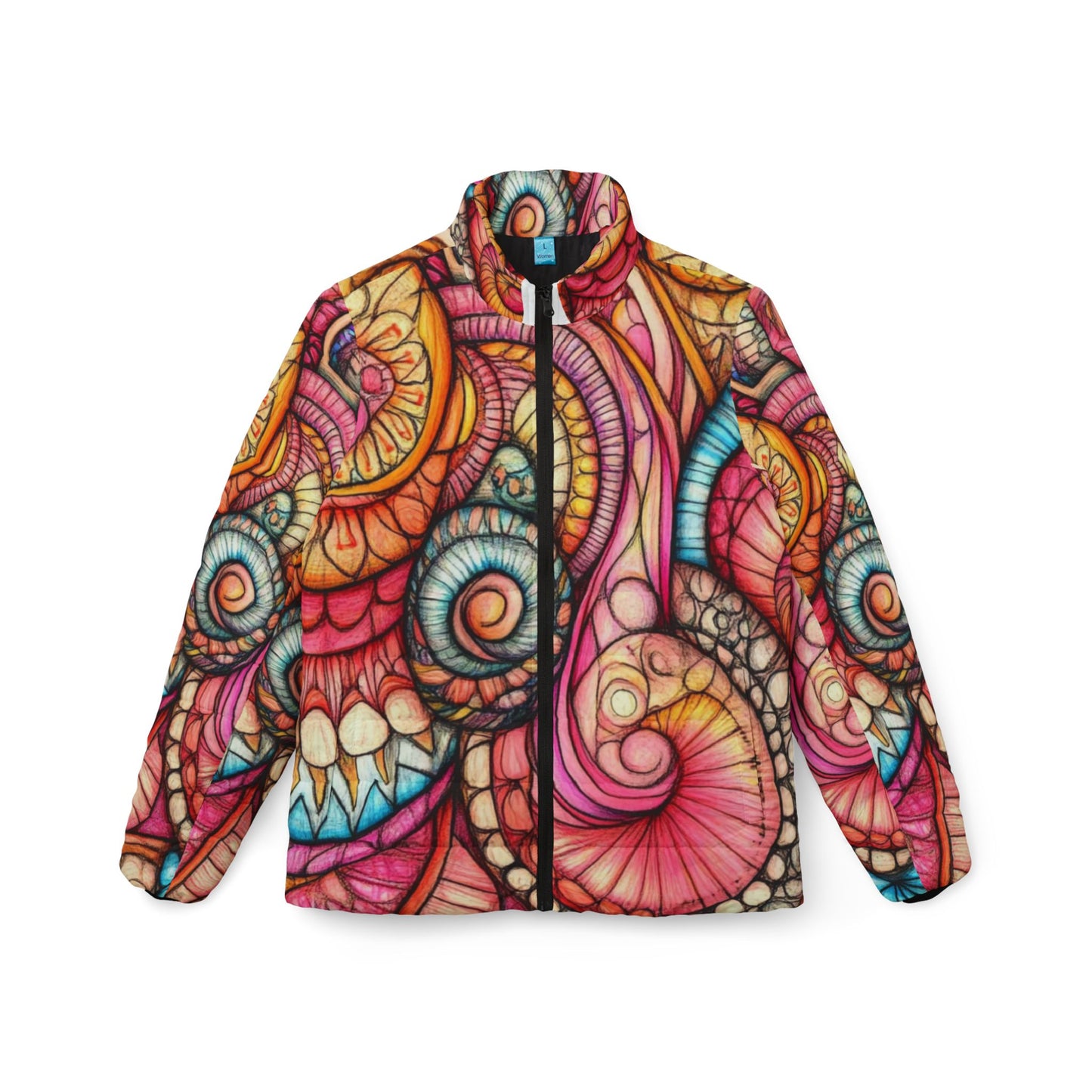 Abstract Seashell, Women’s Puffer Jacket (AOP)