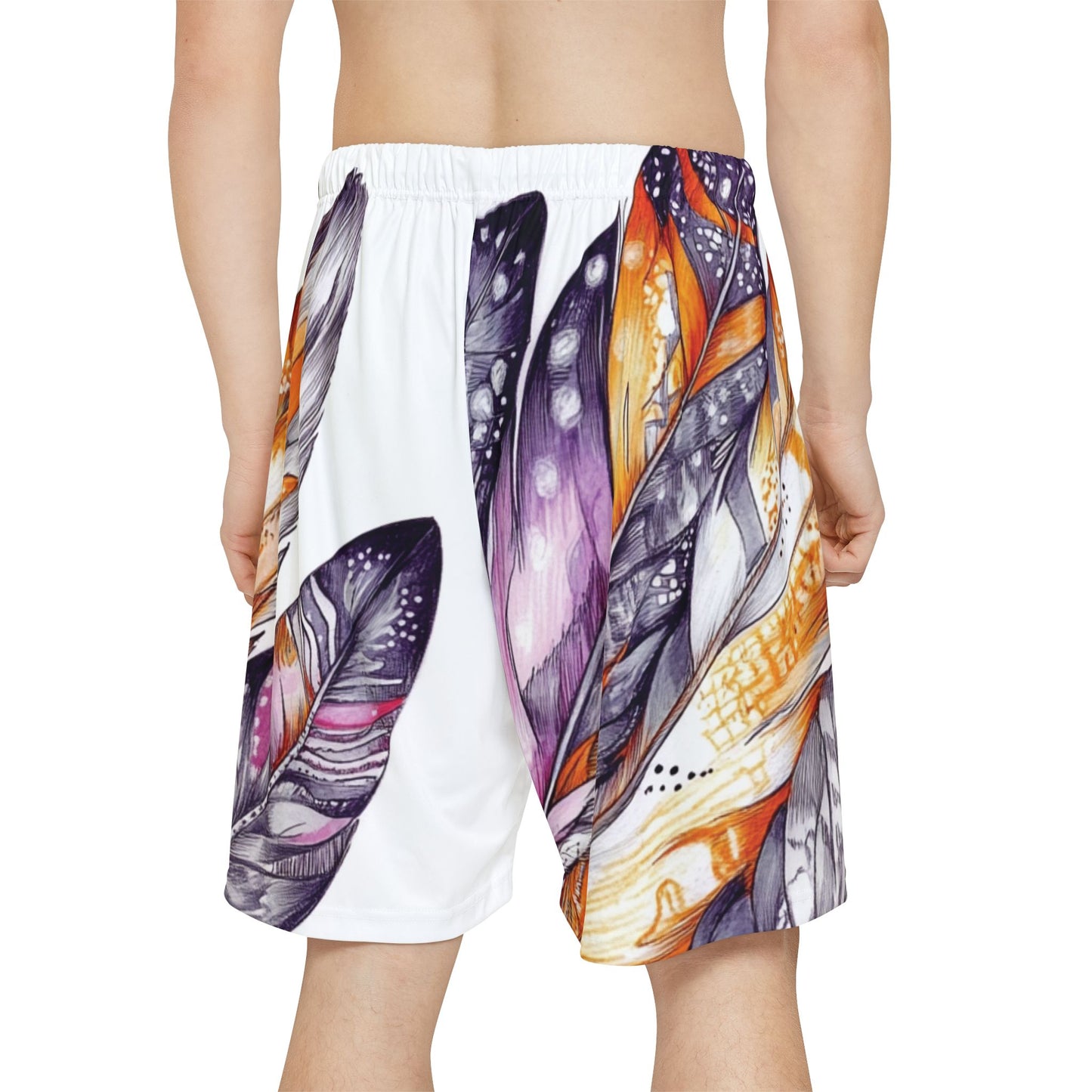 White Feathers, Men’s Sports Shorts (AOP)