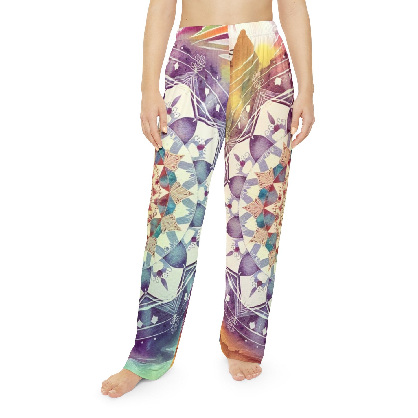 Geometric Pastel Rainbow, Women's Pajama Pants (AOP)