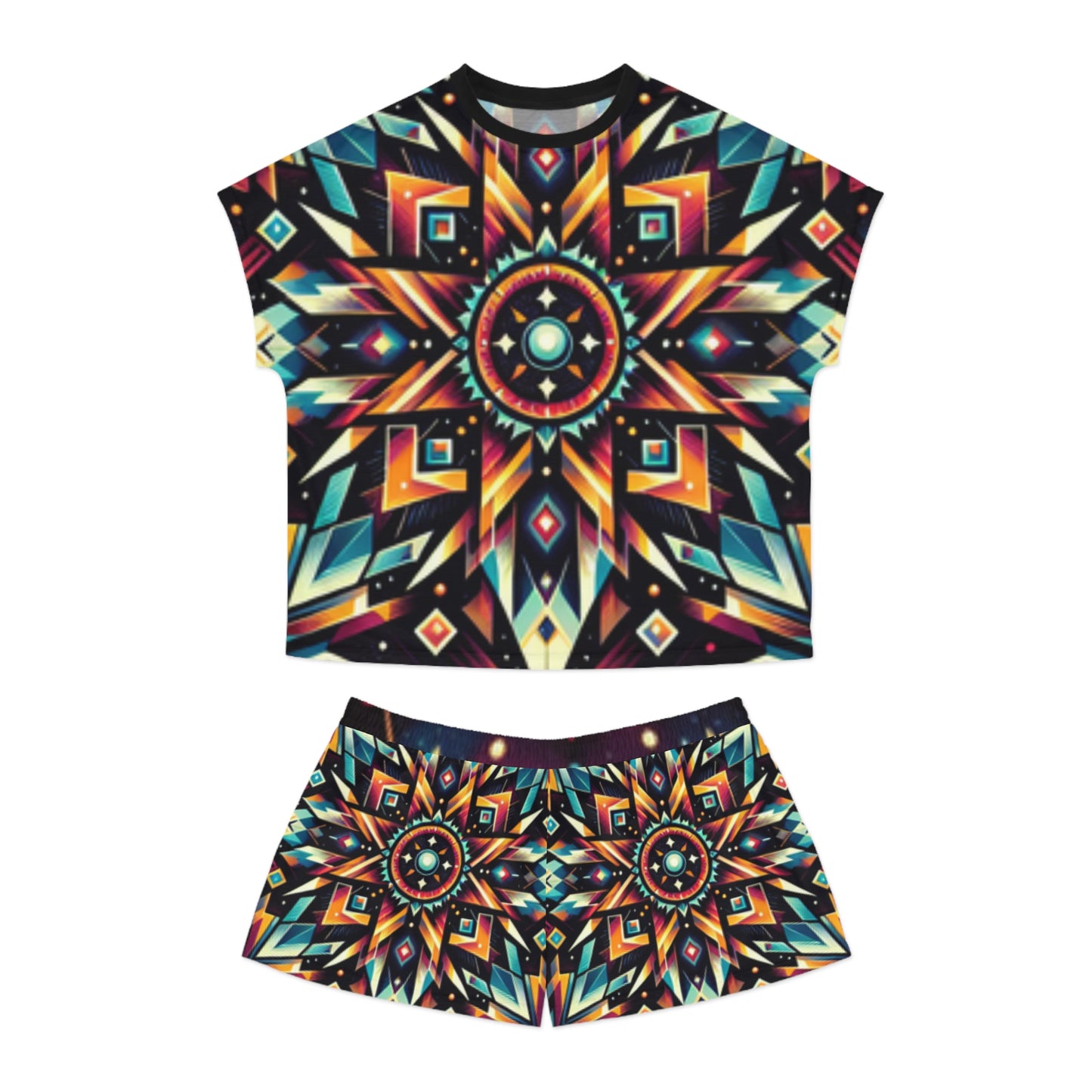 Geometric Tribal, Women's Short Pajama Set (AOP)