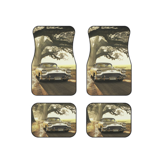 Vintage Golden Cadillac Car Mats (Set of 4) — Retro Classic Road Trip Floor Liners