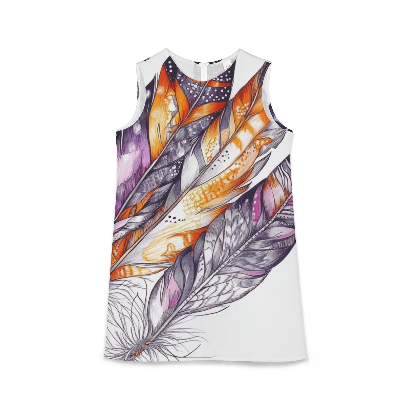 White Feathers, A-line Sleeveless Dress (AOP)