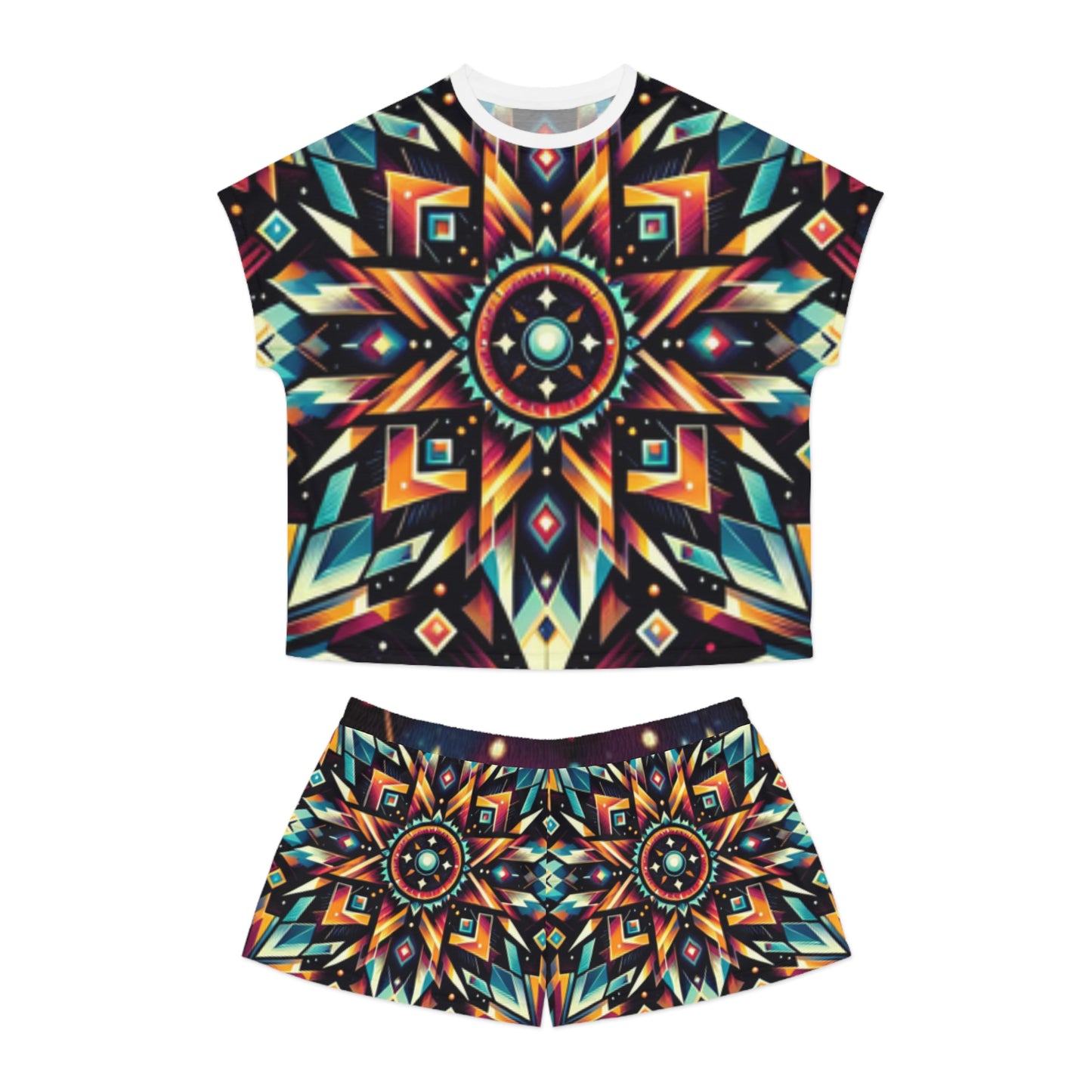 Geometric Tribal, Women's Short Pajama Set (AOP)