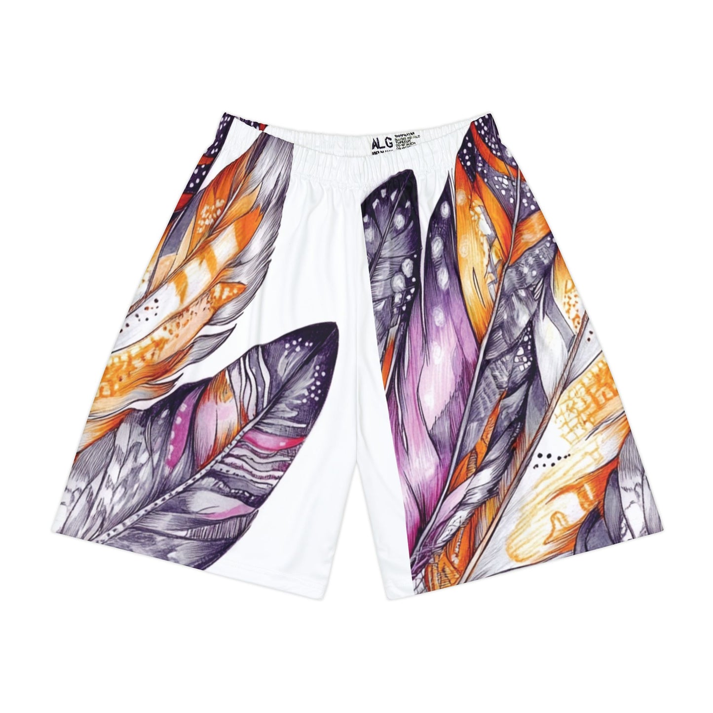 White Feathers, Men’s Sports Shorts (AOP)