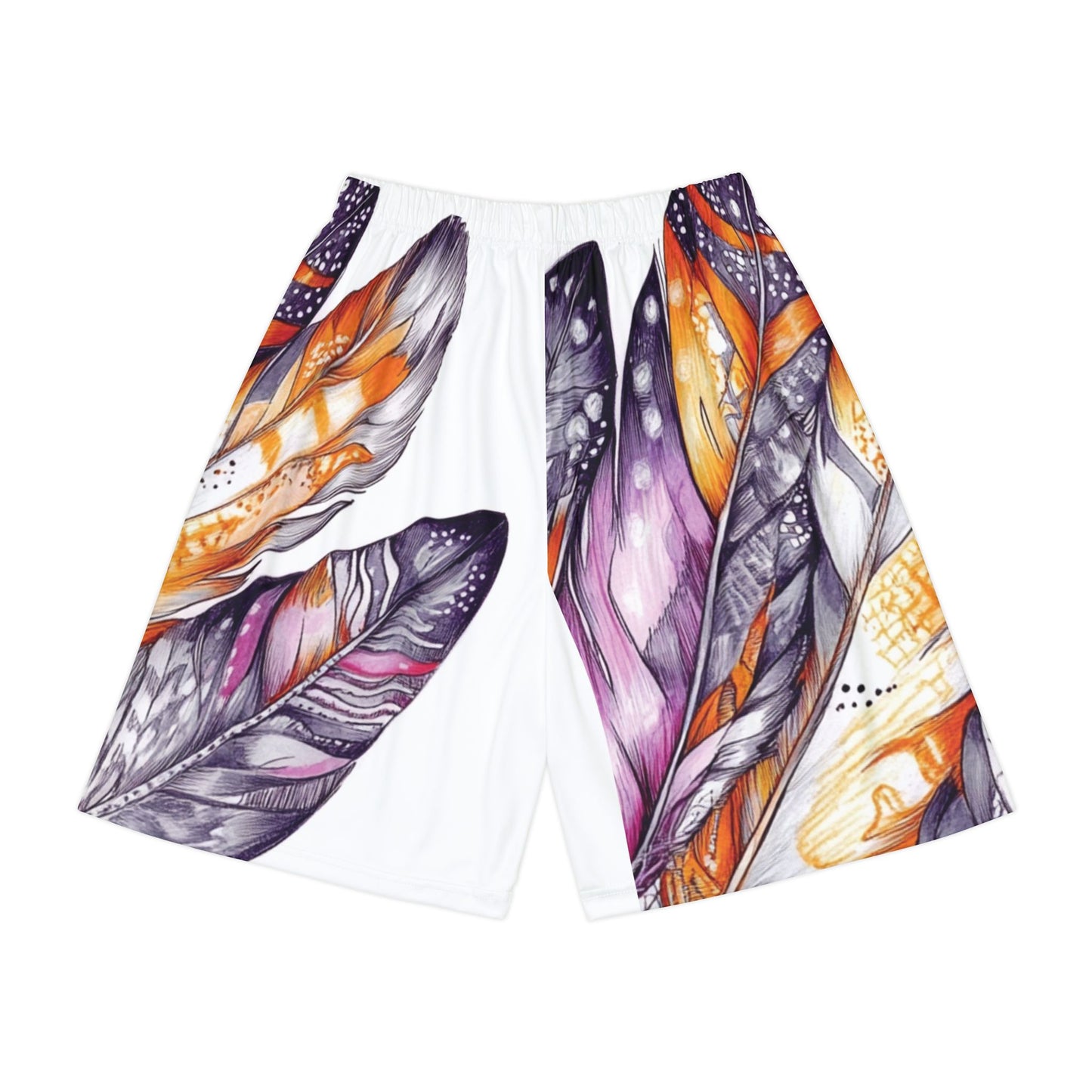 White Feathers, Men’s Sports Shorts (AOP)