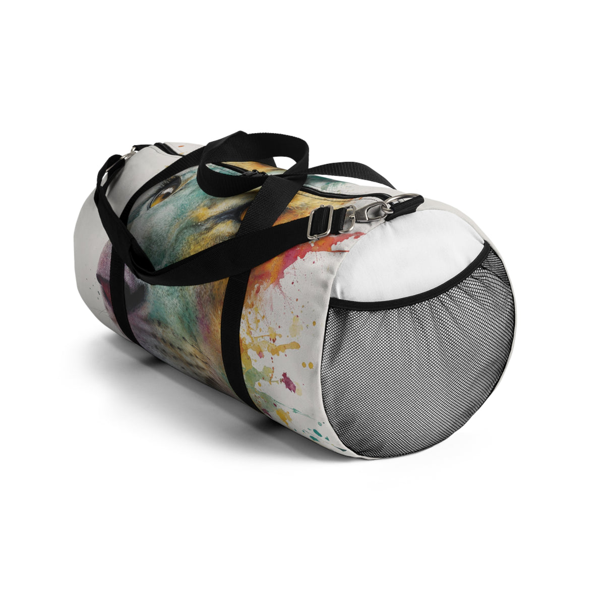 Soul of a Lion, Watercolor Lion Duffel Bag — Colorful Animal Print Travel Gym Bag