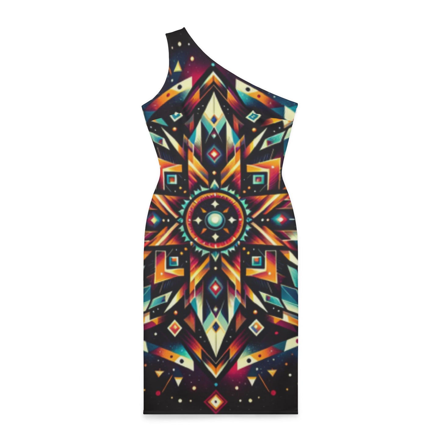 Geometric Tribal, Shoulder Dress (AOP)