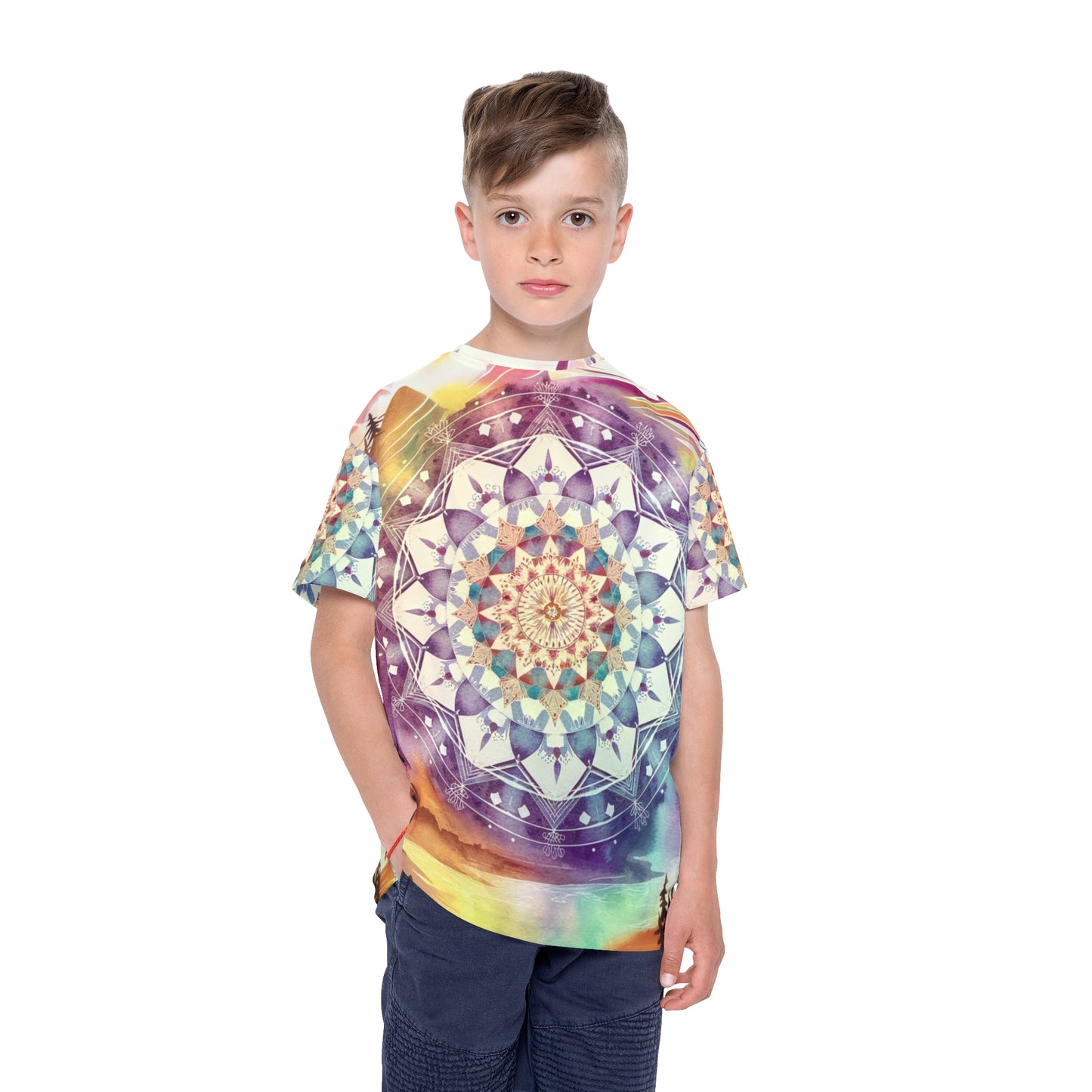 Geometric Pastel Rainbow, Unisex Kids Sports Jersey (AOP)