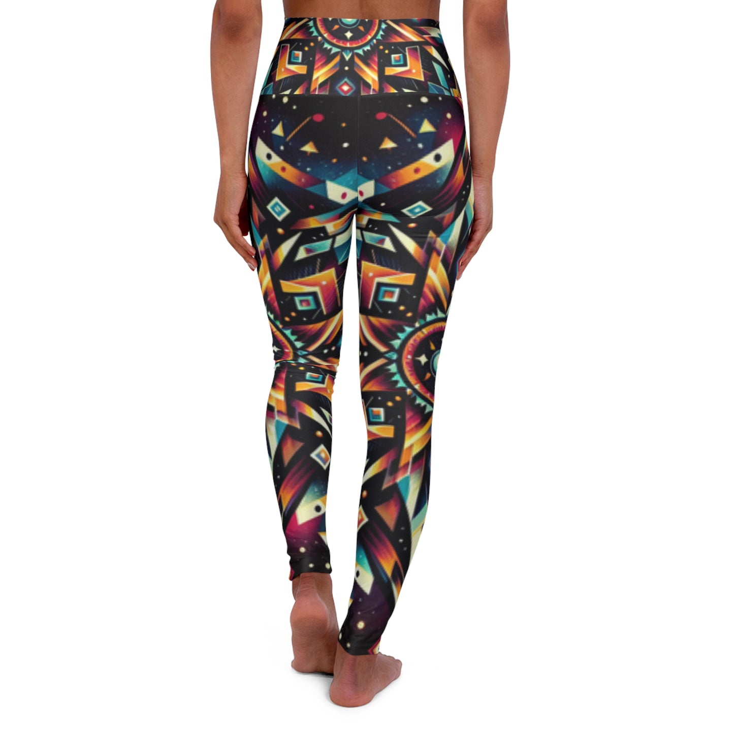 Geometric Tribal, High Waisted Yoga Leggings (AOP)