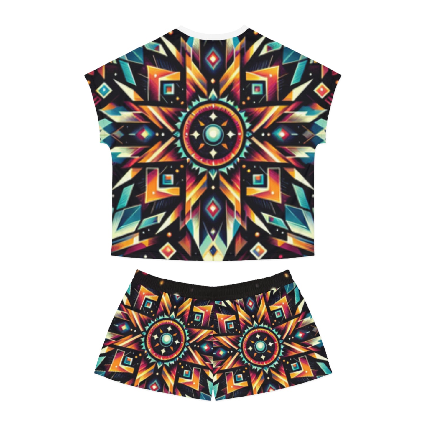 Geometric Tribal, Women's Short Pajama Set (AOP)