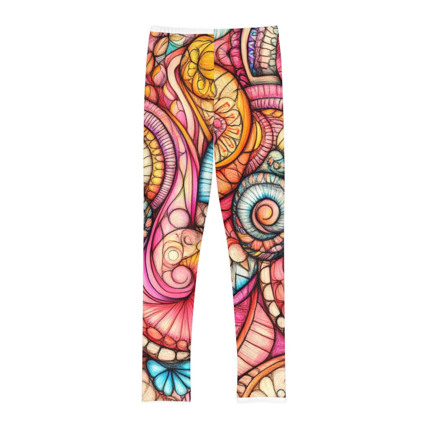 Abstract Seashell, Unisex Youth Full-Length Leggings (AOP)