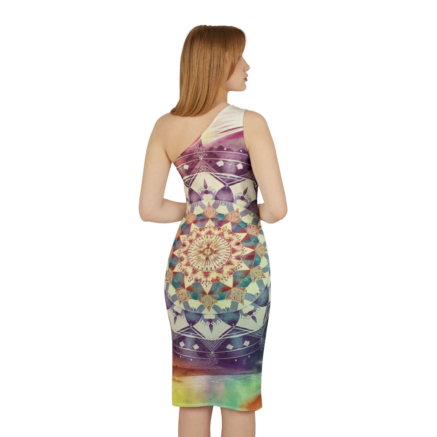 Geometric Pastel Rainbow, Shoulder Dress (AOP)