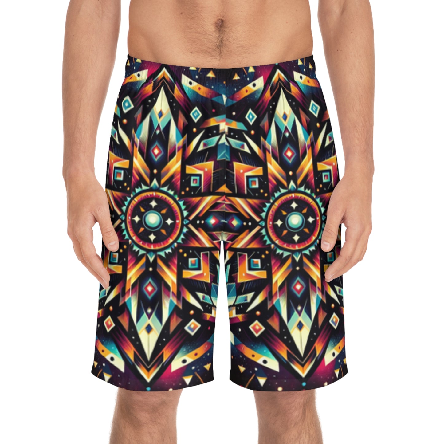 Geometric Tribal, Men's Board Shorts (AOP)