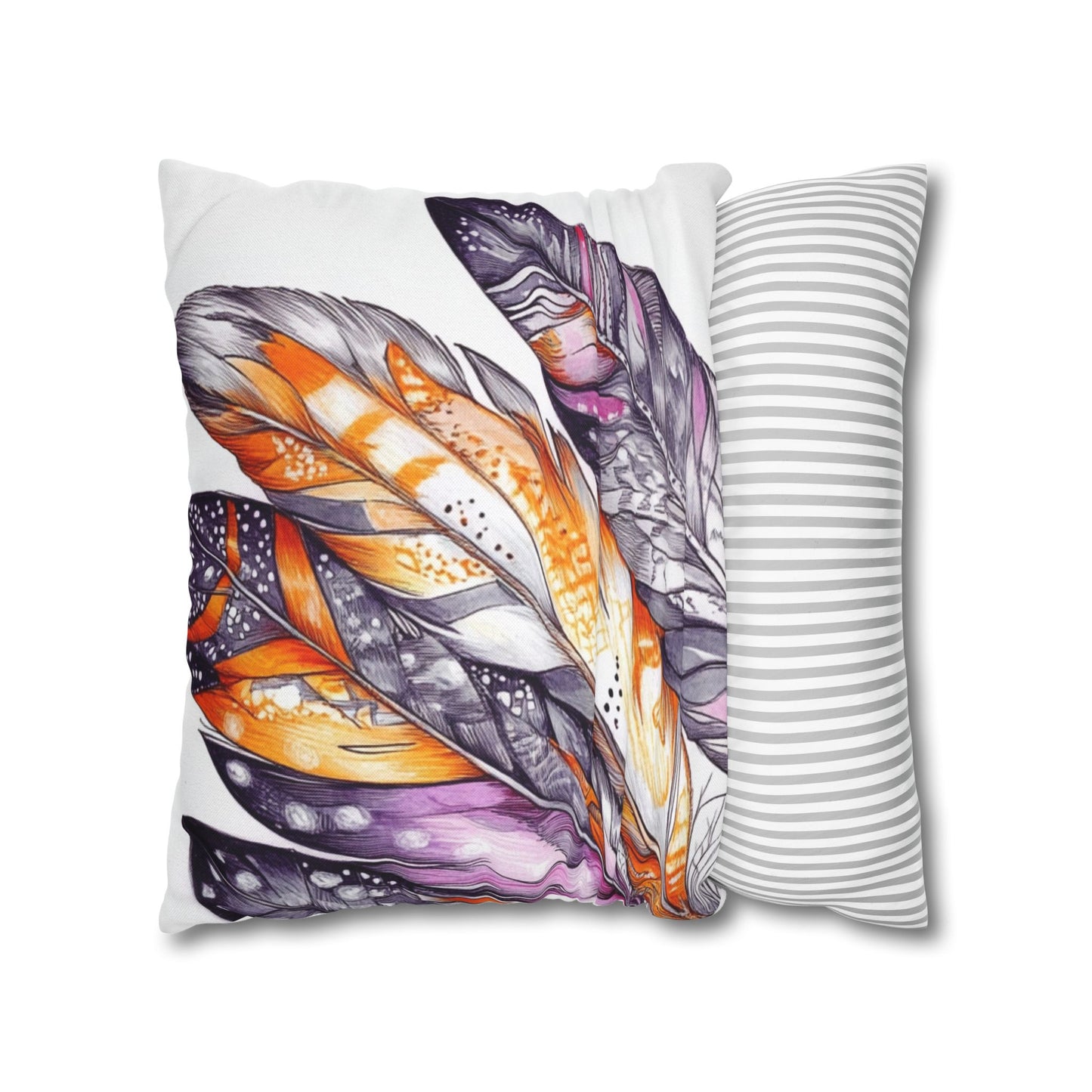 White Feathers, Spun Polyester Square Pillowcase