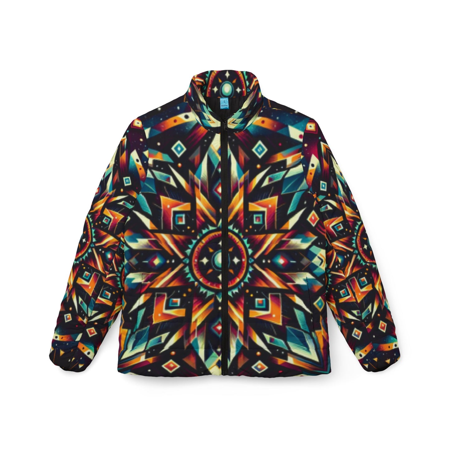 Geometric Tribal, Women’s Puffer Jacket (AOP)