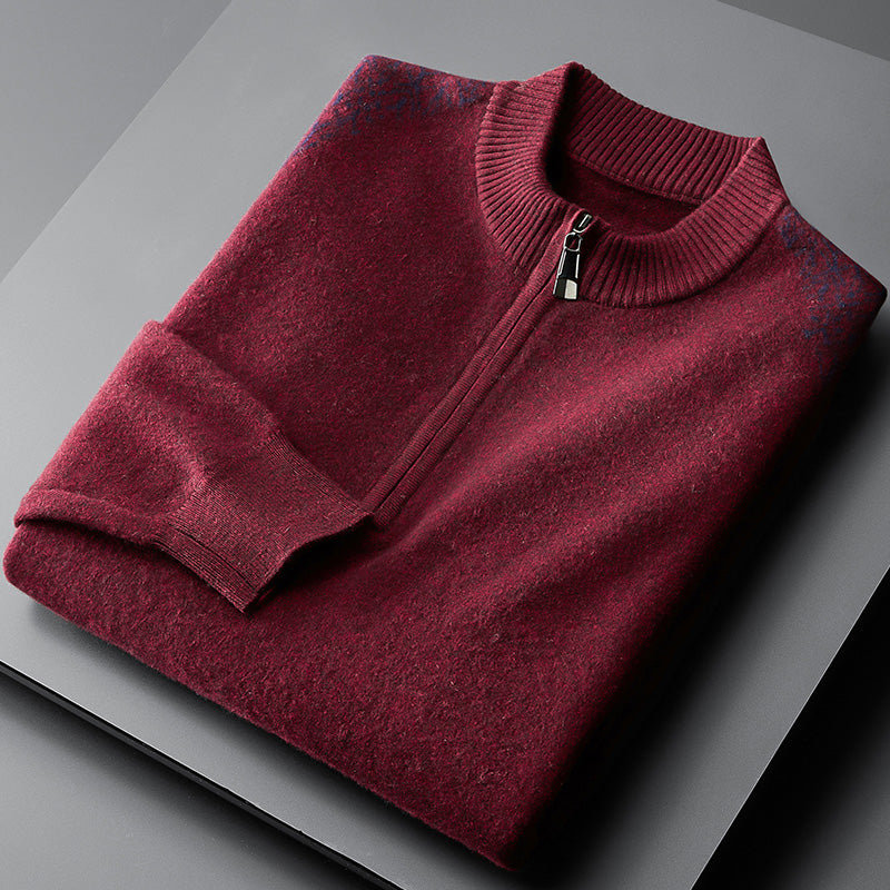 m3-Men's Zipper Half High Collar Cashmere Sweater