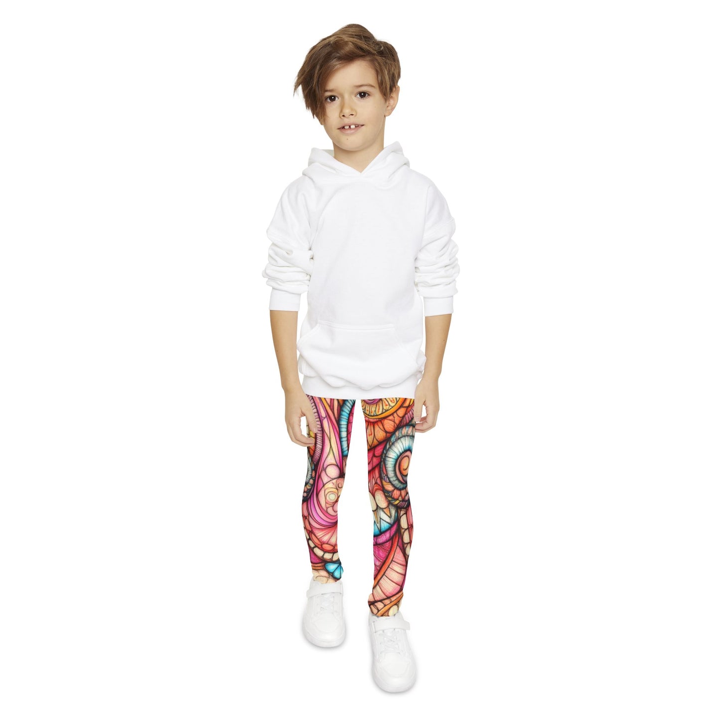 Abstract Seashell, Unisex Youth Full-Length Leggings (AOP)