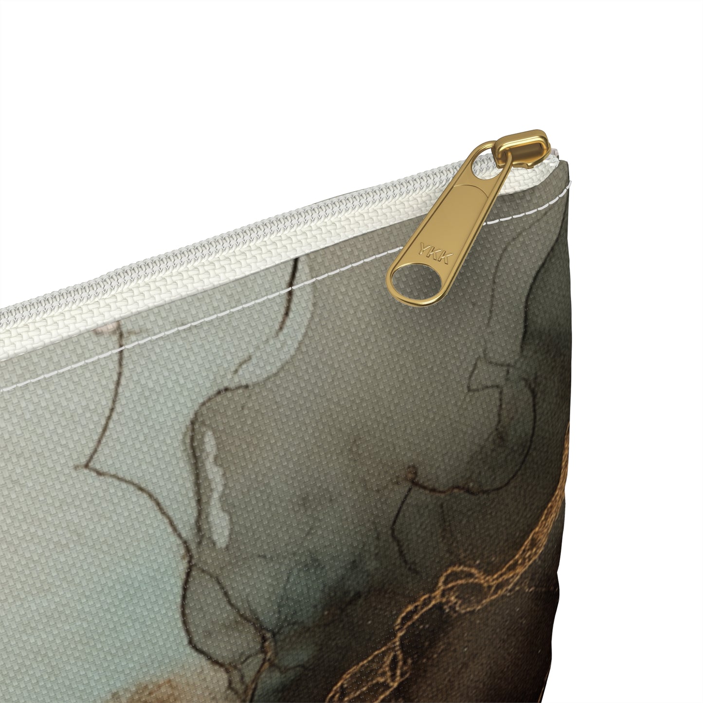 Earth Toned Watercolor, Smoky Marble Accessory Pouch — Abstract Brown & Black Ink Cloud Makeup Bag