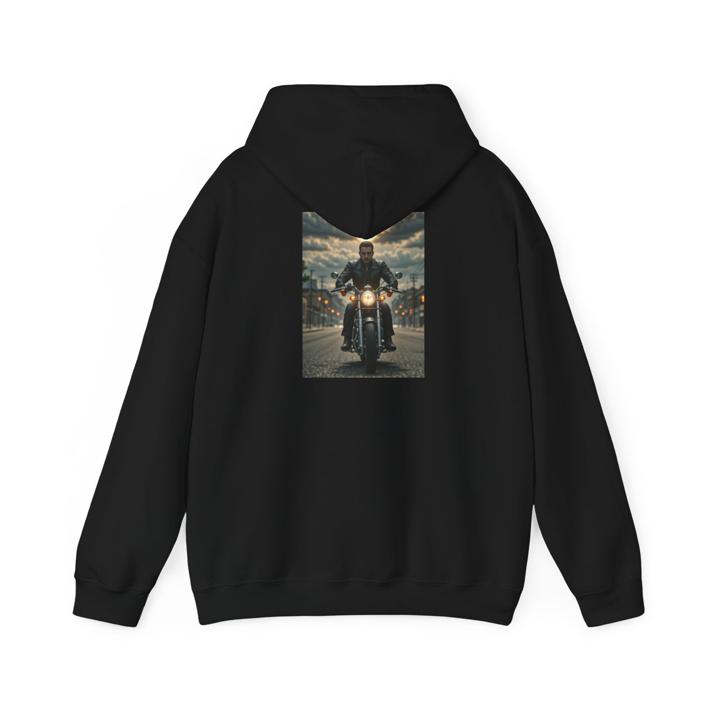 On the Streets, Motorcycle, Unisex Heavy Blend™ Hooded Sweatshirt, AI Assisted Design