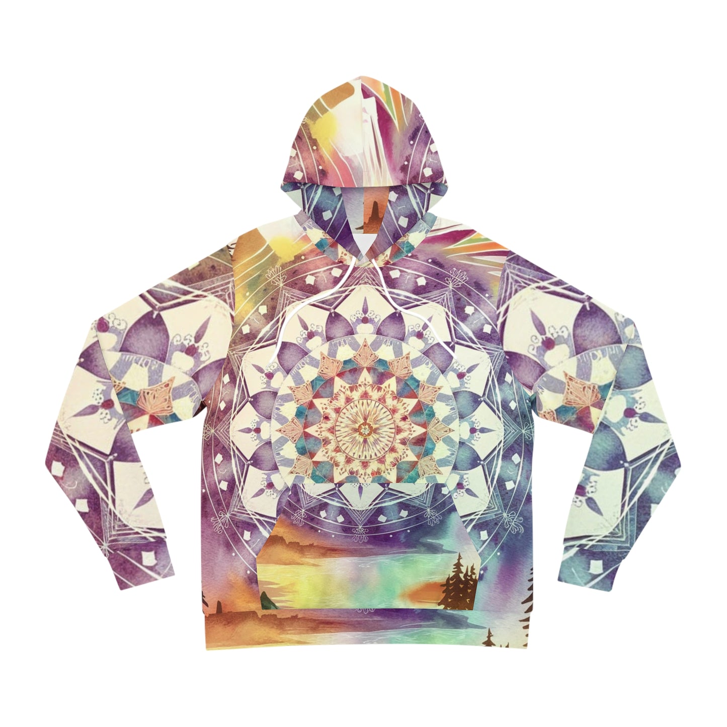 Geometric Pastel Rainbow, Unisex Fashion Hoodie (AOP)