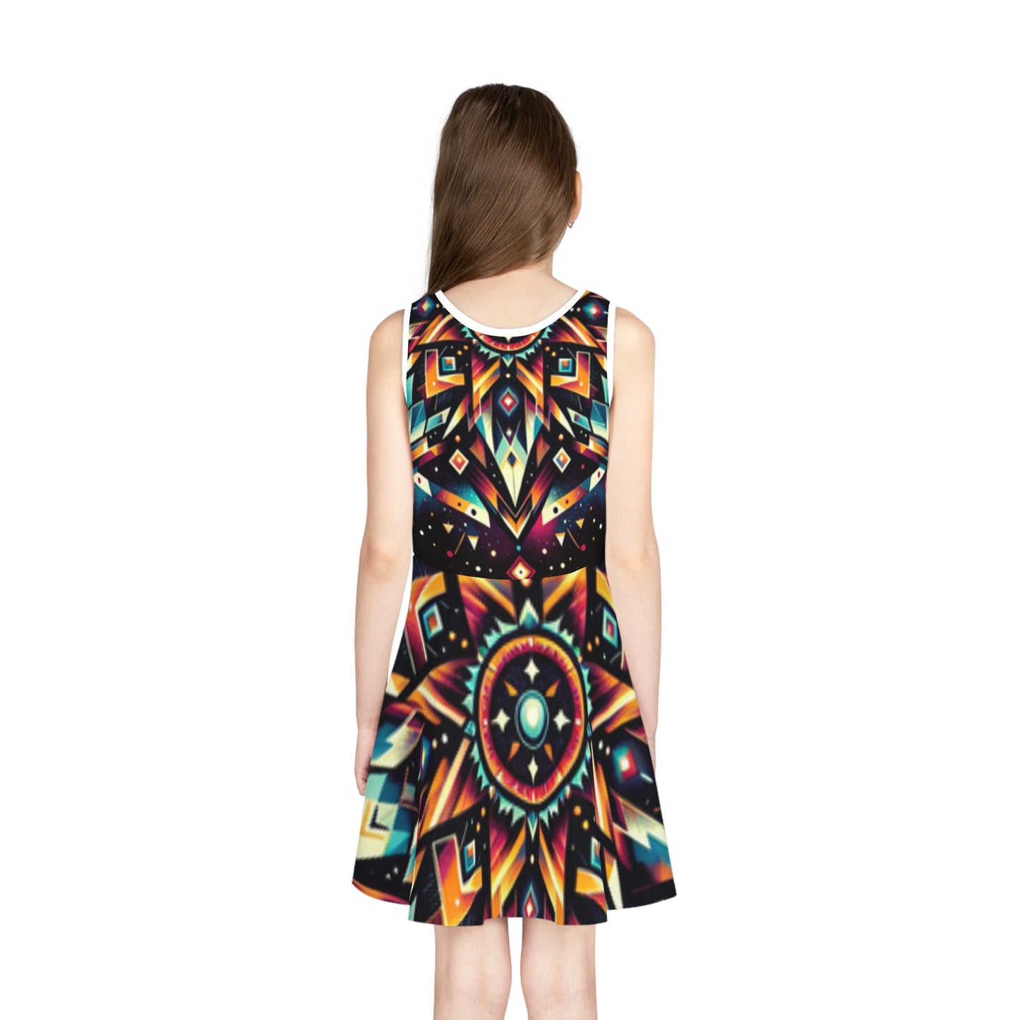 Geometric Tribal, Girls' Sleeveless Sundress (AOP)