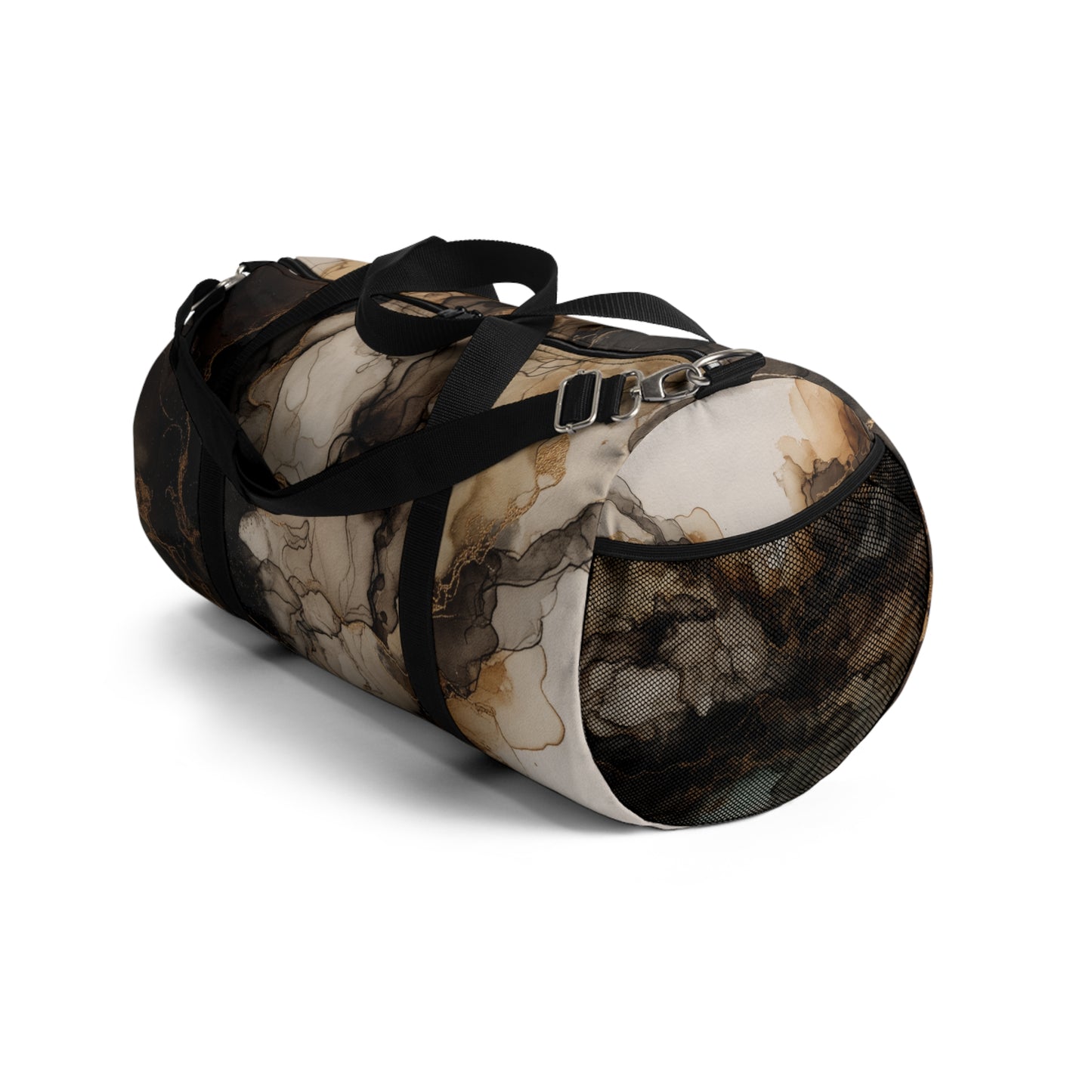Earth Toned Watercolor, Marbled Smoke Duffel Bag – Abstract Brown Travel Gym Bag
