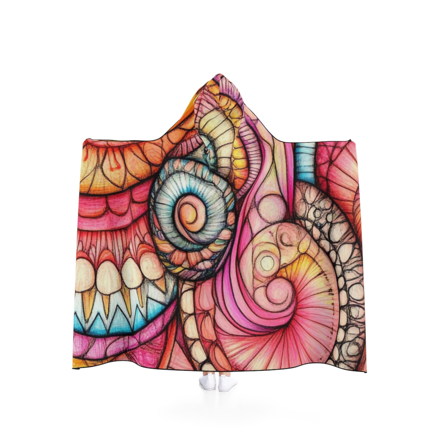 Abstract Seashell, Unisex Hooded Blanket