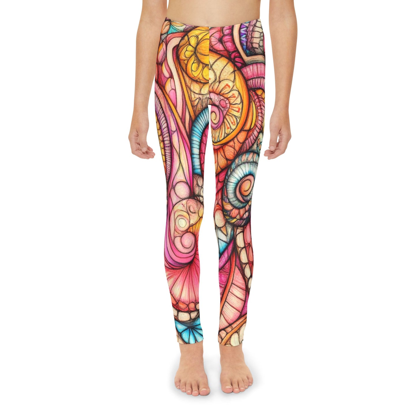 Abstract Seashell, Unisex Youth Full-Length Leggings (AOP)