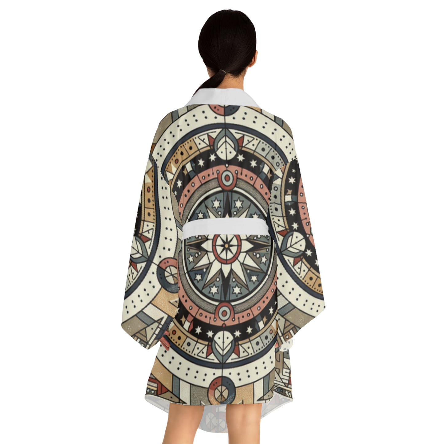 Sandstone, Long Sleeve Kimono Robe (AOP)