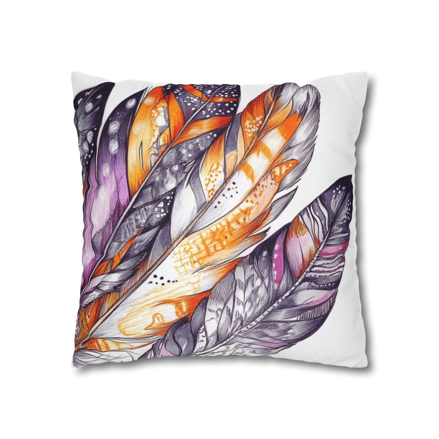 White Feathers, Spun Polyester Square Pillowcase