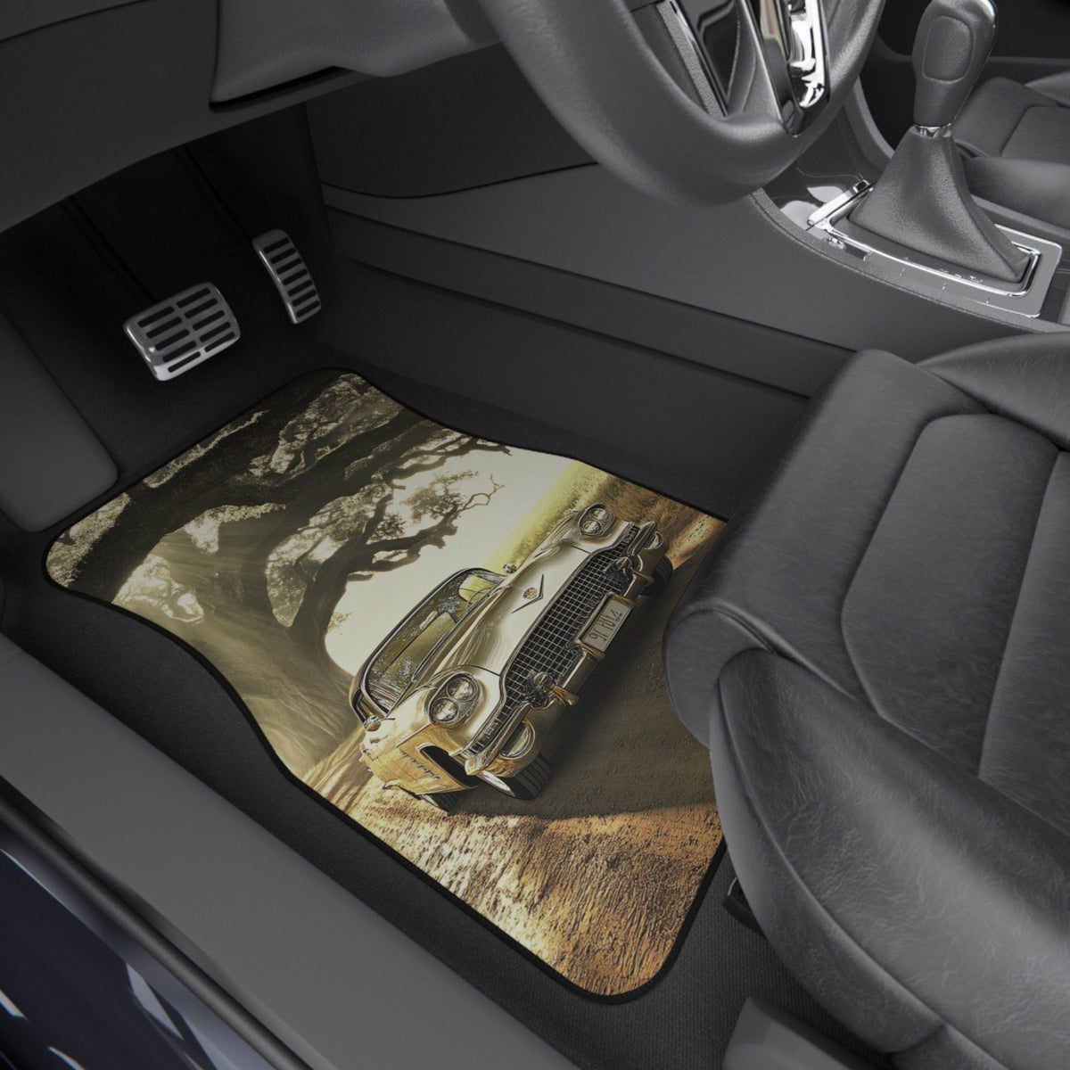 Vintage Golden Cadillac Car Mats (Set of 4) — Retro Classic Road Trip Floor Liners