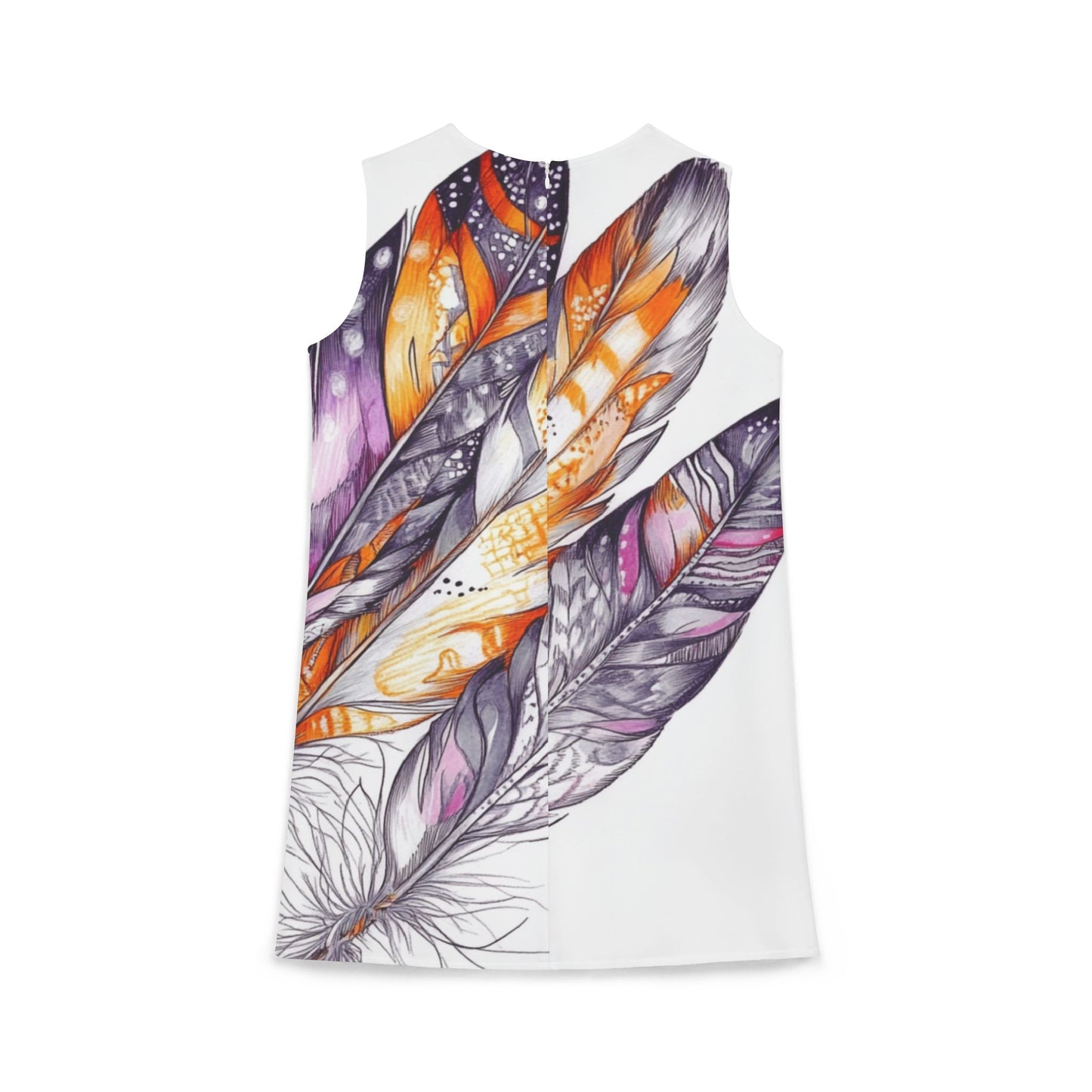 White Feathers, A-line Sleeveless Dress (AOP)