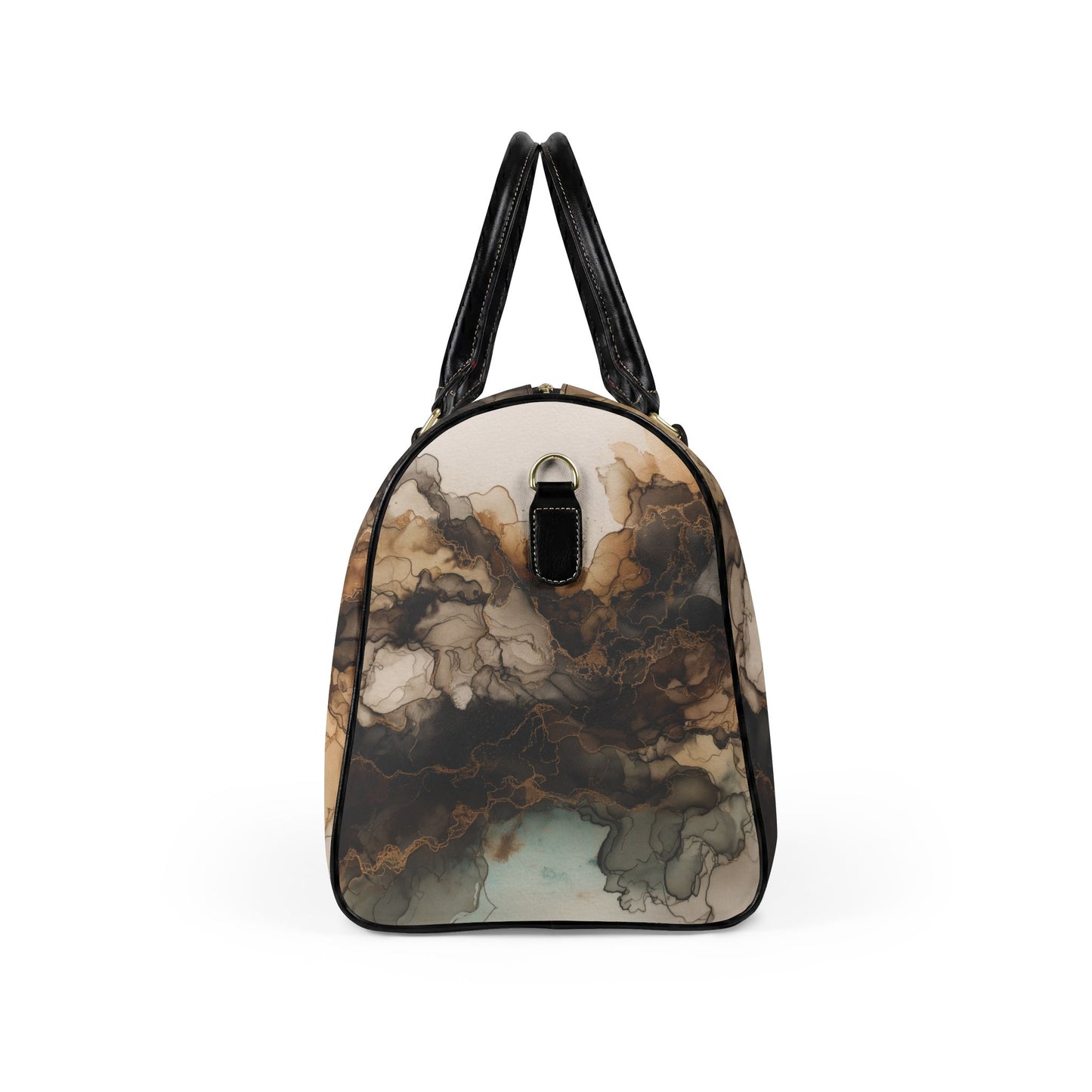 Earth Toned Watercolor, Marbled Leather Weekender Travel Bag