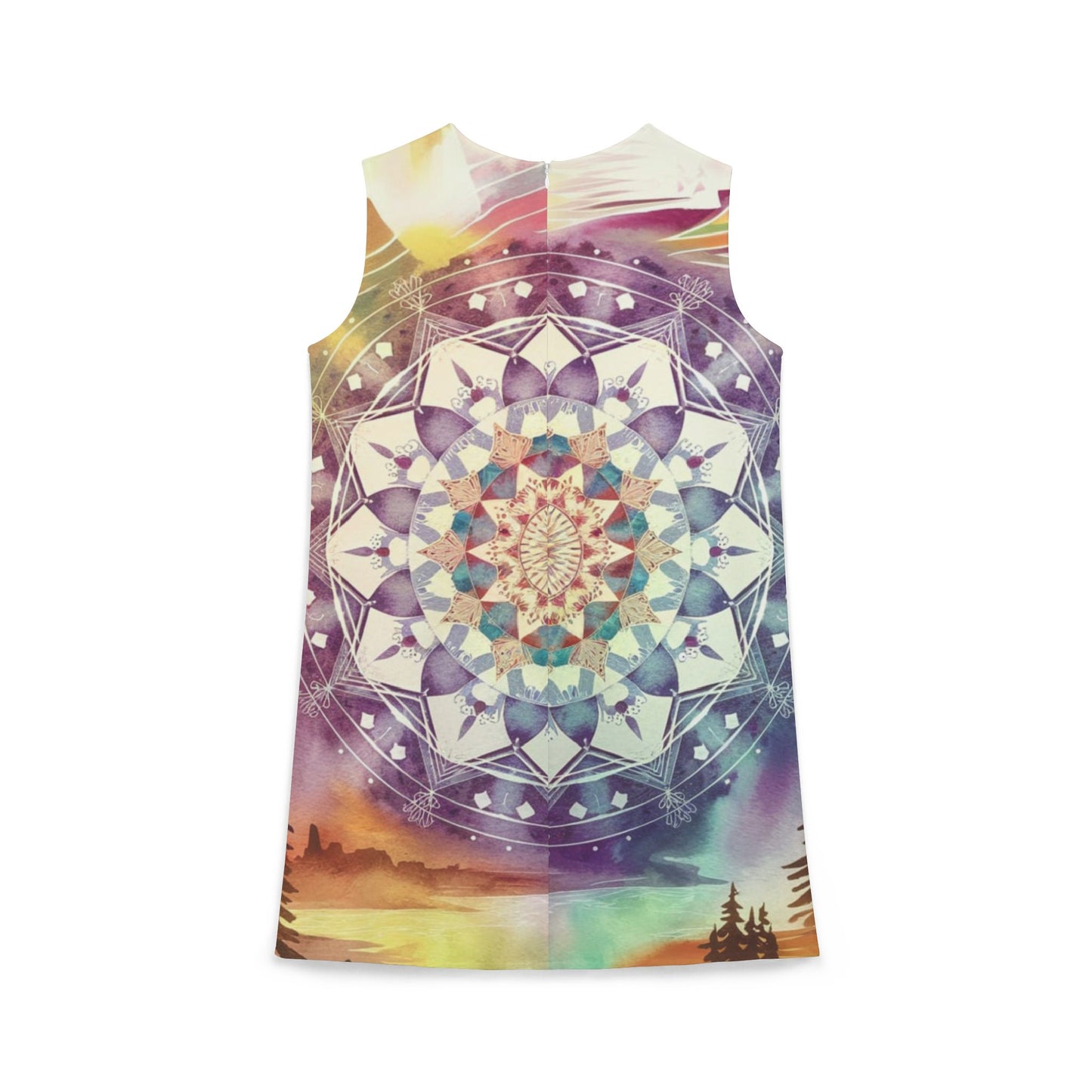 Geometric Pastel Rainbow, A-line Sleeveless Dress (AOP)