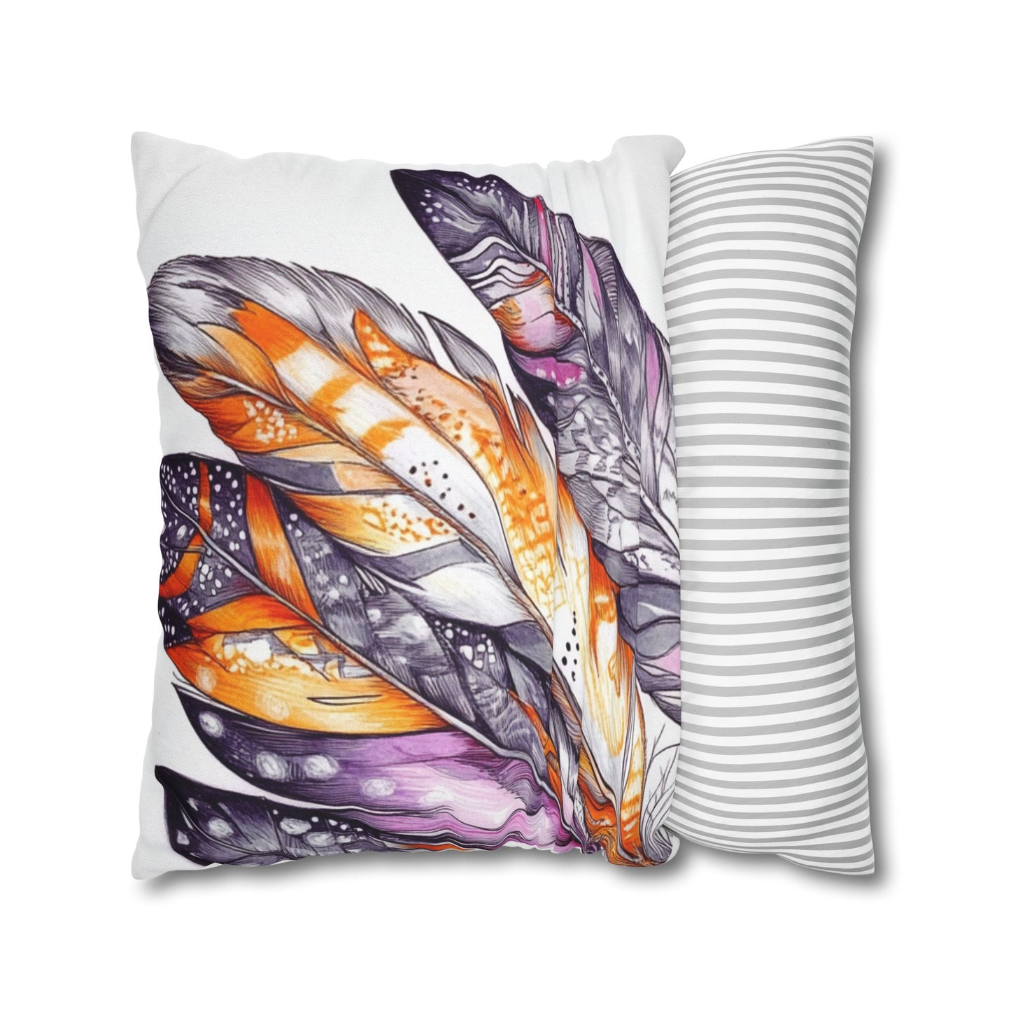 White Feathers, Spun Polyester Square Pillowcase