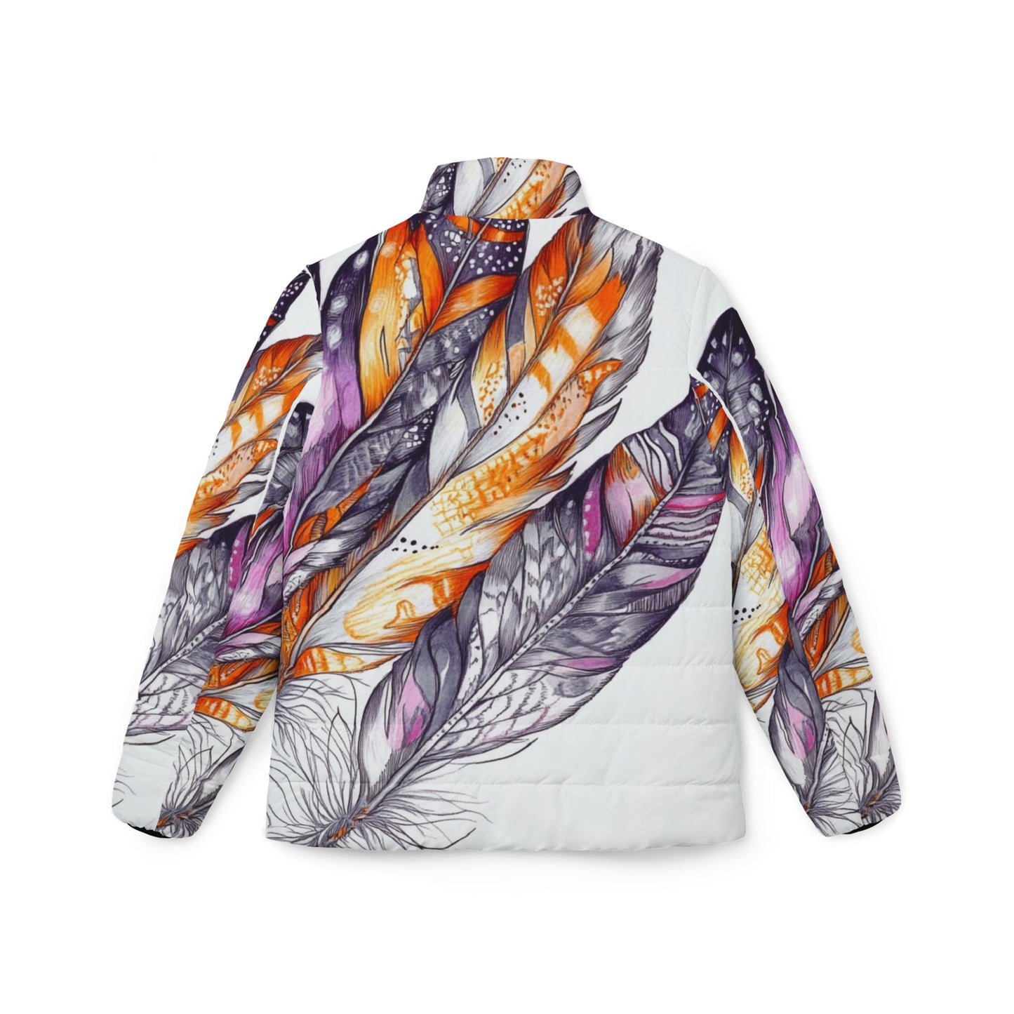 White Feathers, Women’s Puffer Jacket (AOP)