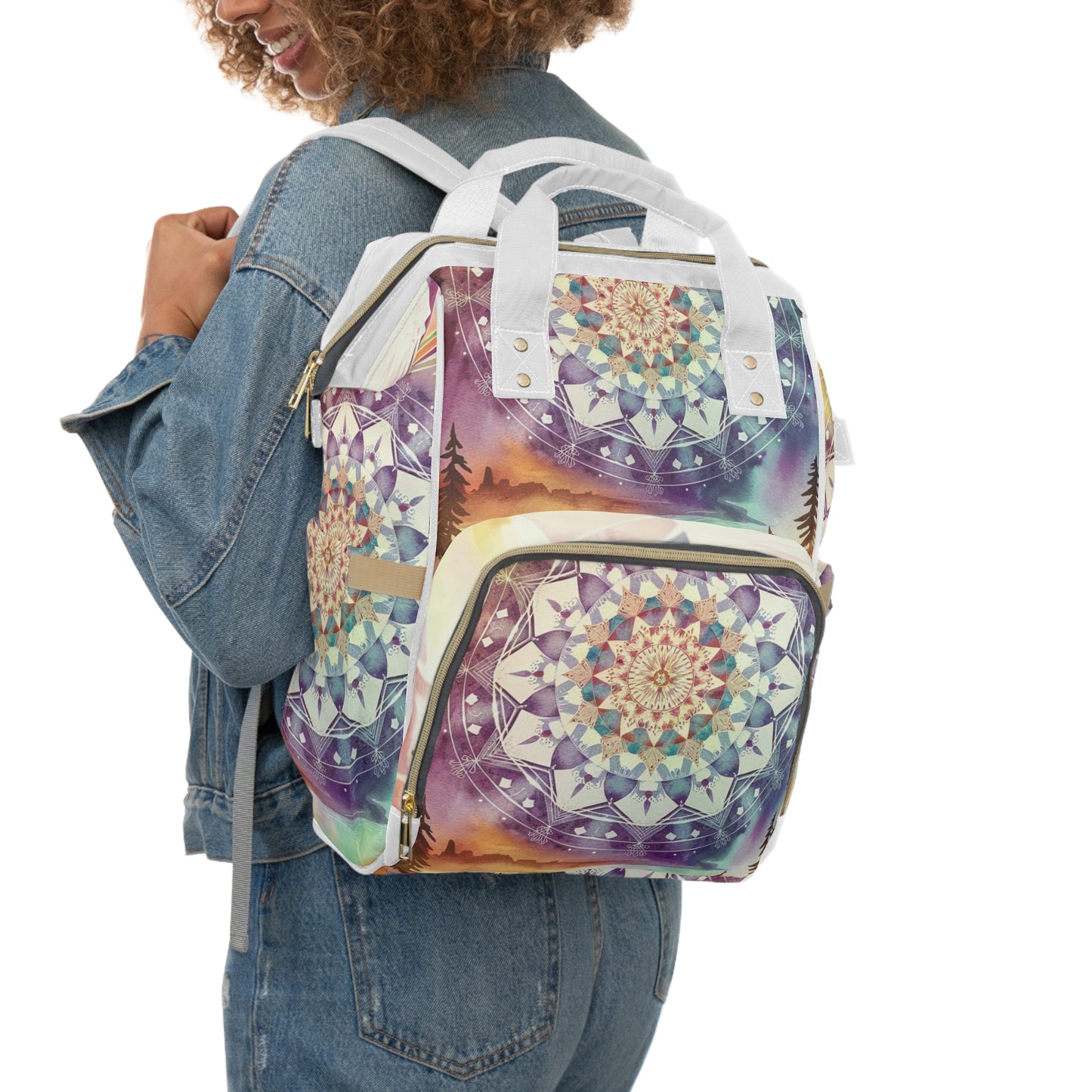 Geometric Pastel Rainbow, Multifunctional Diaper Backpack