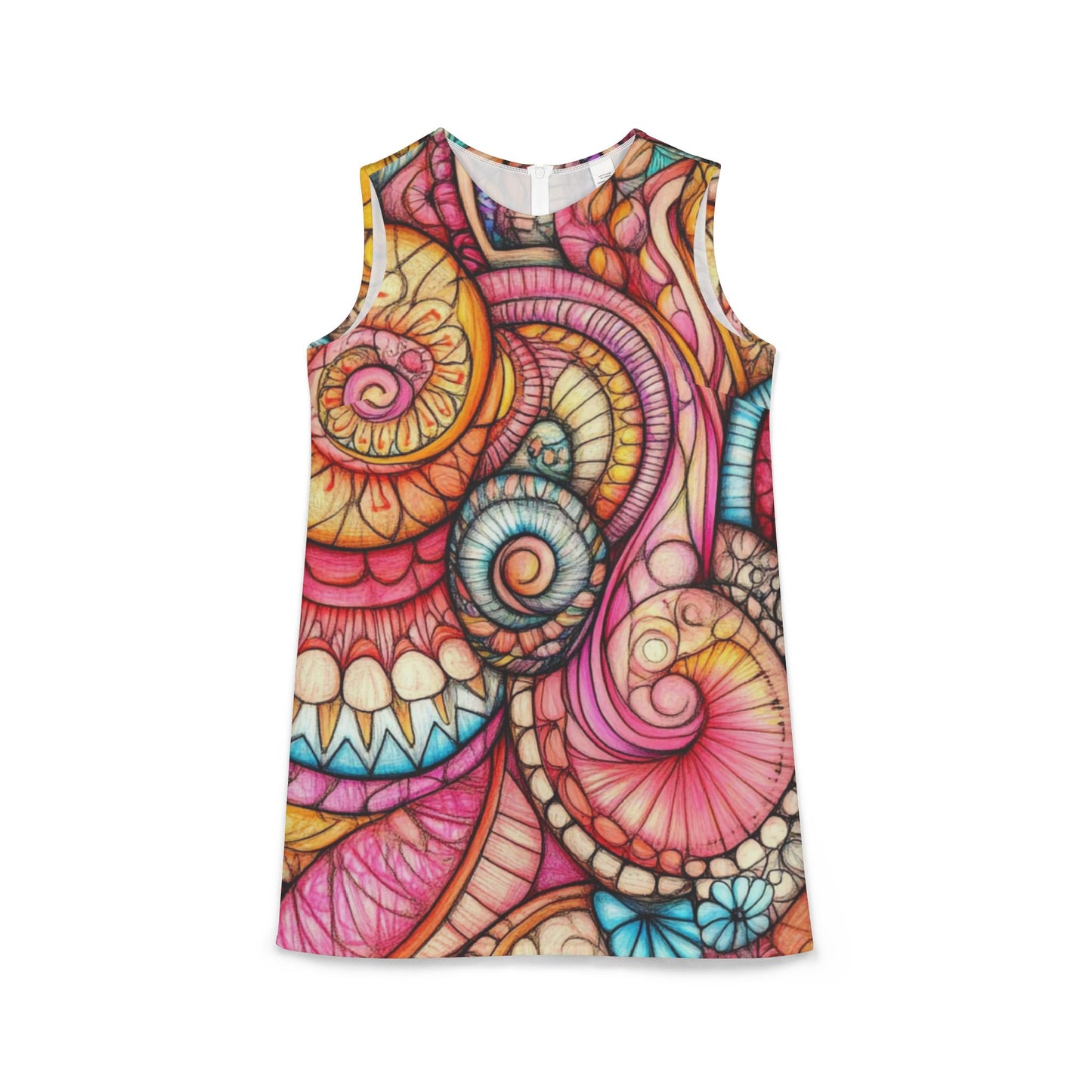 Abstract Seashell, A-line Sleeveless Dress (AOP)