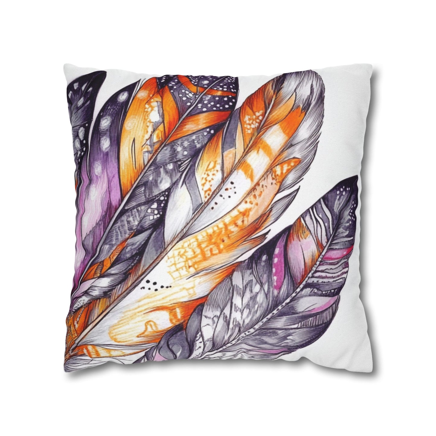 White Feathers, Spun Polyester Square Pillowcase